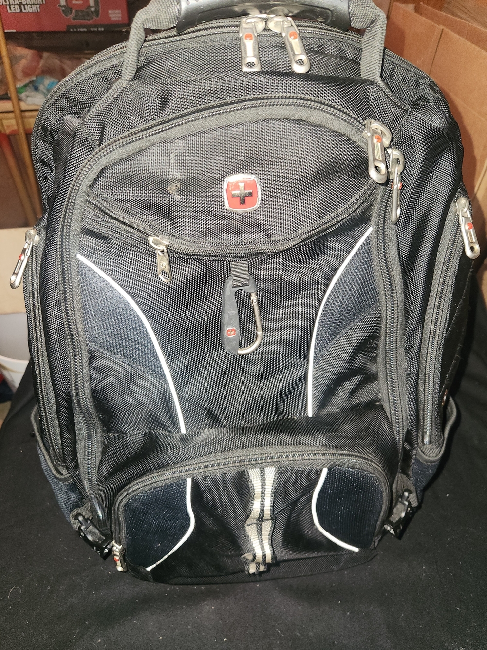 Black Swiss-Style Men’s Laptop Backpack with White Accents #331